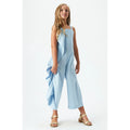 BARDOT JUNIOR Girls Nelly Ruffle Jumpsuit Size 6 Small Sky Blue Square Neck NWT