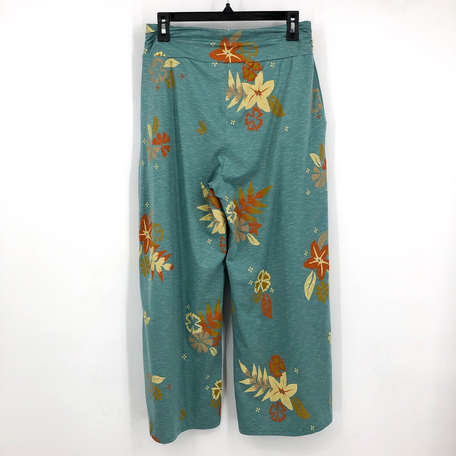 TOAD & CO Women's Chaka Wide Leg Pants Medium Mineral Blue Floral Print NWT