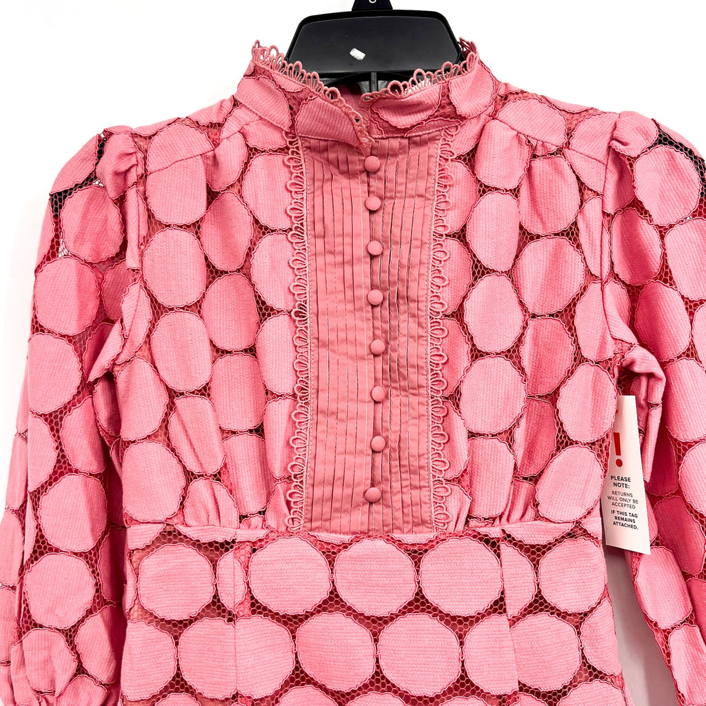 BARDOT JUNIOR Girl's Talina Lace Trim Dress Size 10 Lili Pink Long Sleeves NWT