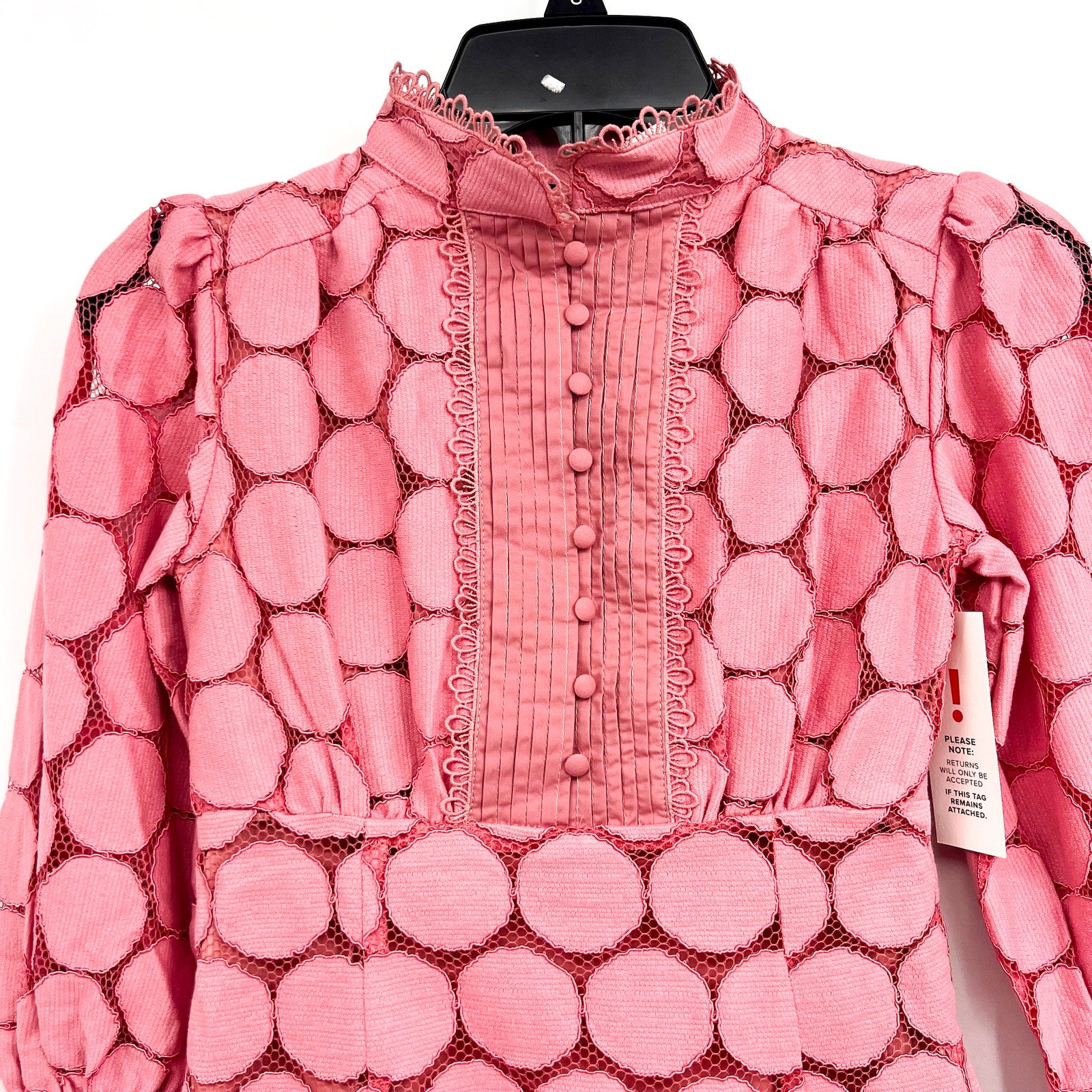 BARDOT JUNIOR Girl's Talina Lace Trim Dress Size 10 Lili Pink Long Sleeves NWT
