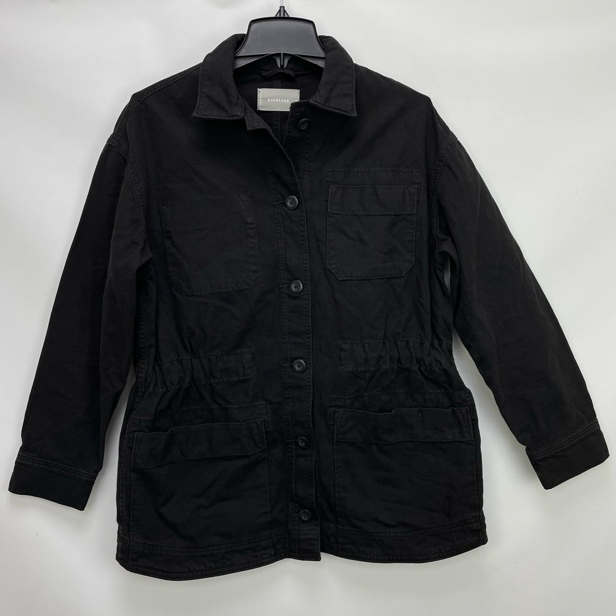 Everlane Womens The Cinchable Chore Jacket XS Black Cotton Canvas NWT