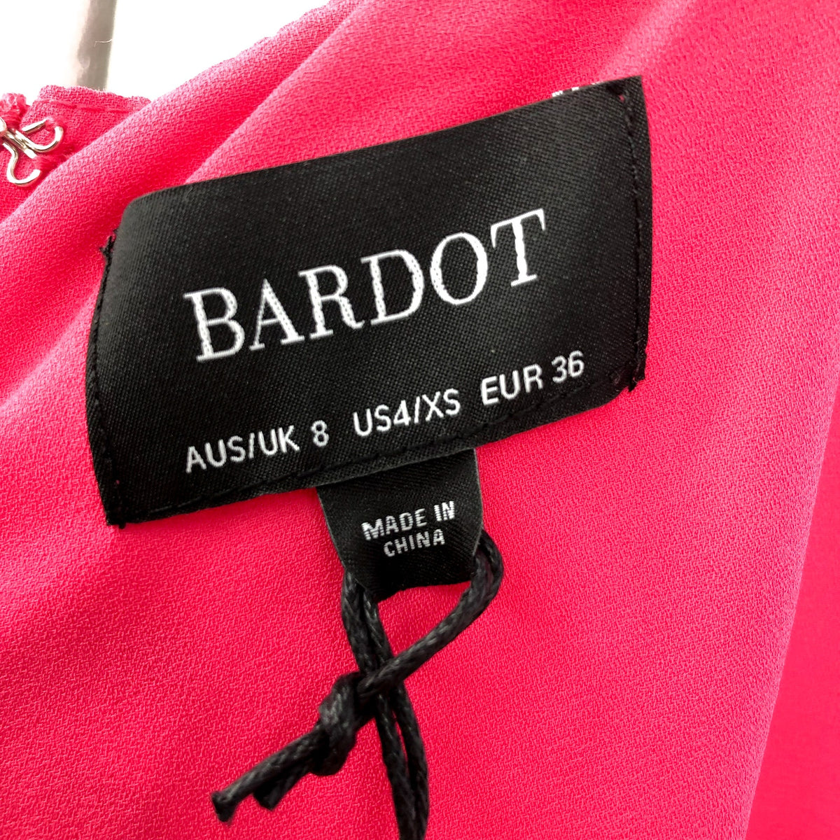 BARDOT Women's Zadie Midi Dress XS US 4 Raspberry Pink Satin Ruched NWT