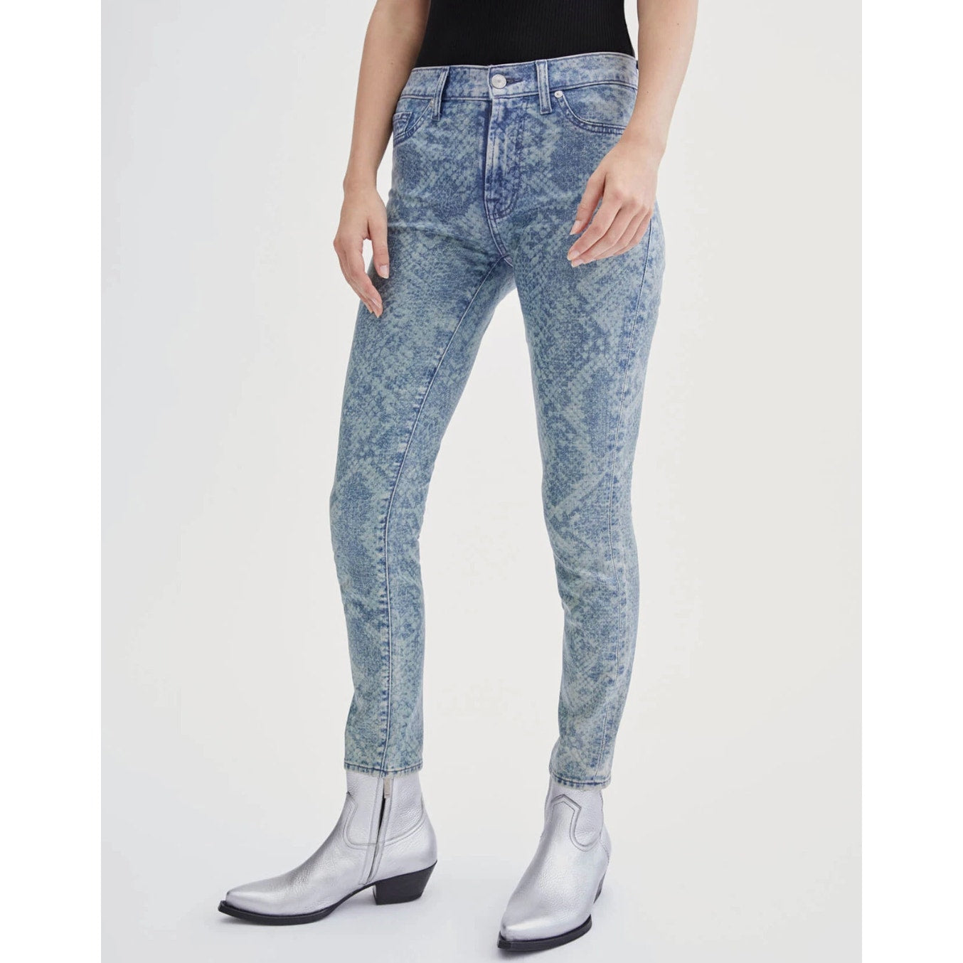7 FOR ALL MANKIND Ankle Super Skinny Jeans Size 27 US 4 Blue Snake Acid Wash NWT