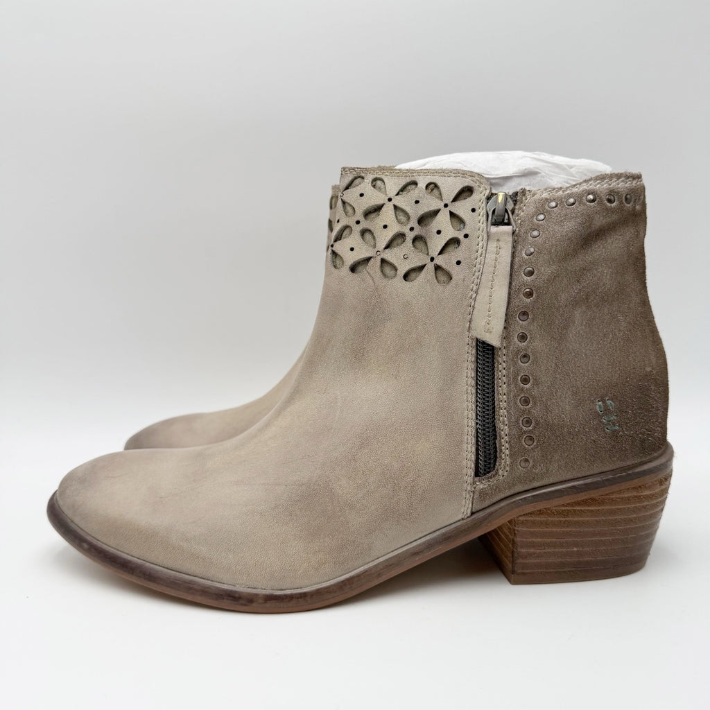 ROAN by BED STU Womens Liz Ankle Booties Size 10 M Bone Grey Leather NIB