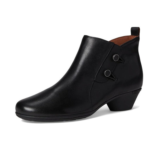 Cobb Hill Womens Larsa Ankle Bootie US 8 Wide EU 38.5 Black Leather NIB
