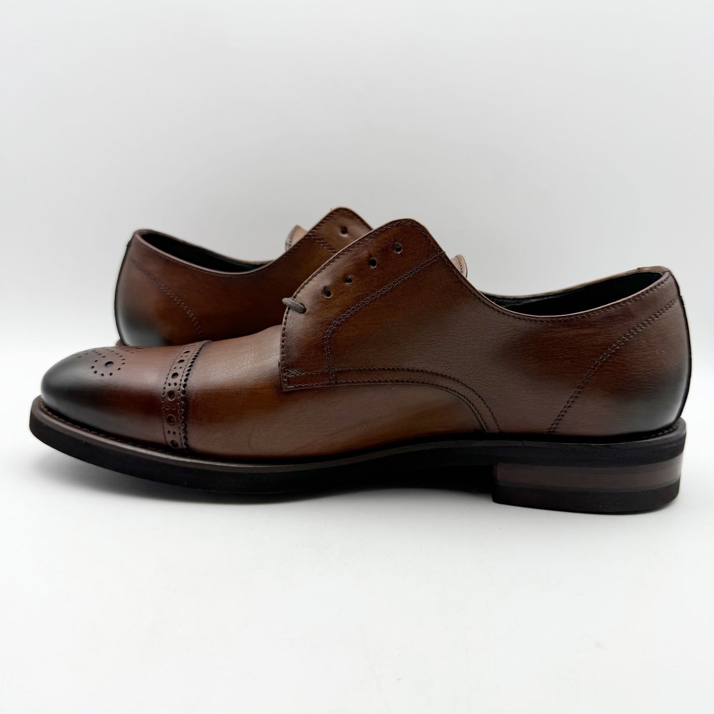 Johnston & Murphy Mens Ashford Cap Toe Dress Shoes US 9 M Brown Leather NIB