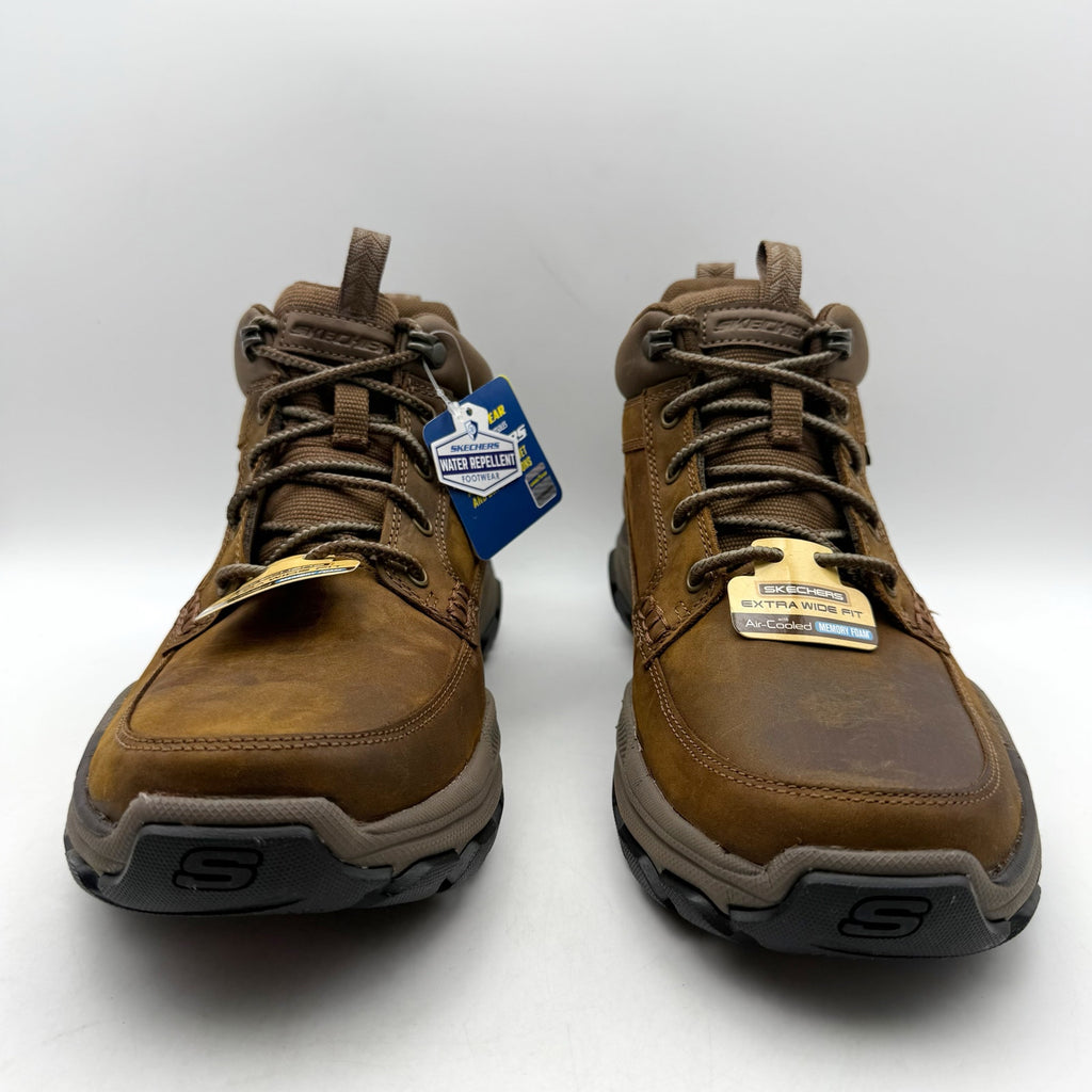 Skechers Mens Boswell Hiking Boots 8 Extra Wide WW Brown Leather Respected NIB