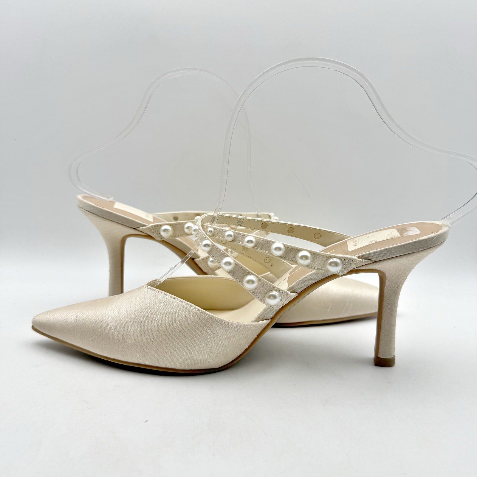Dolce Vita Womens Hanna Mules US 8 M Ivory Satin Slip On NIB