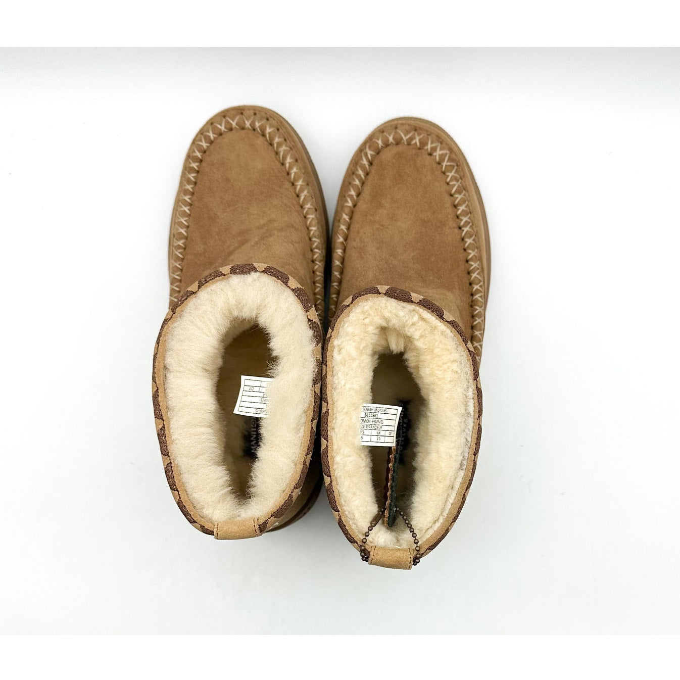 Manitobah Mukluks Women WR Reflections Ankle Boots Size 5 Tan Shearling NWOB