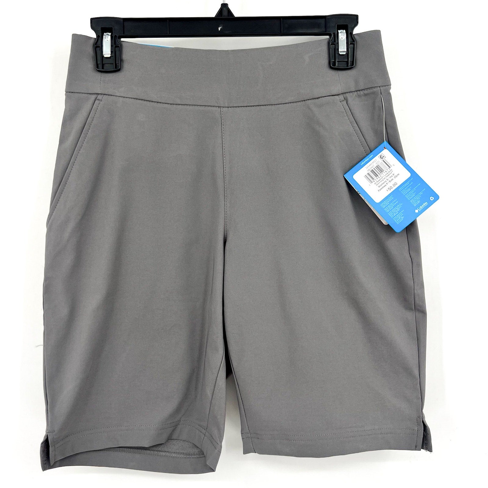 COLUMBIA Women's All Seasons Shorts Small Gray 9" Inseam Omni Shade UPF 50 NWT