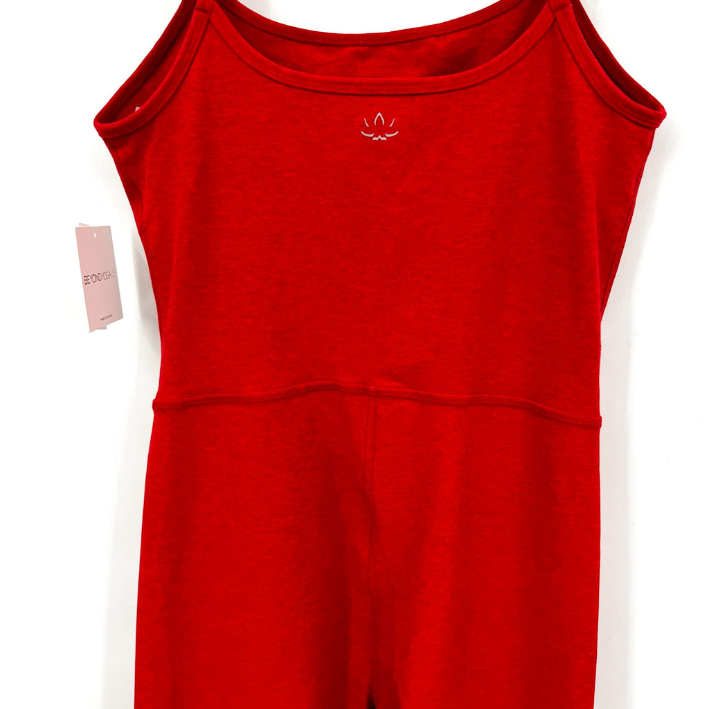 BEYOND YOGA Uplevel Midi Jumpsuit Large 12-14 Ruby Red Heather Space Dye NWT