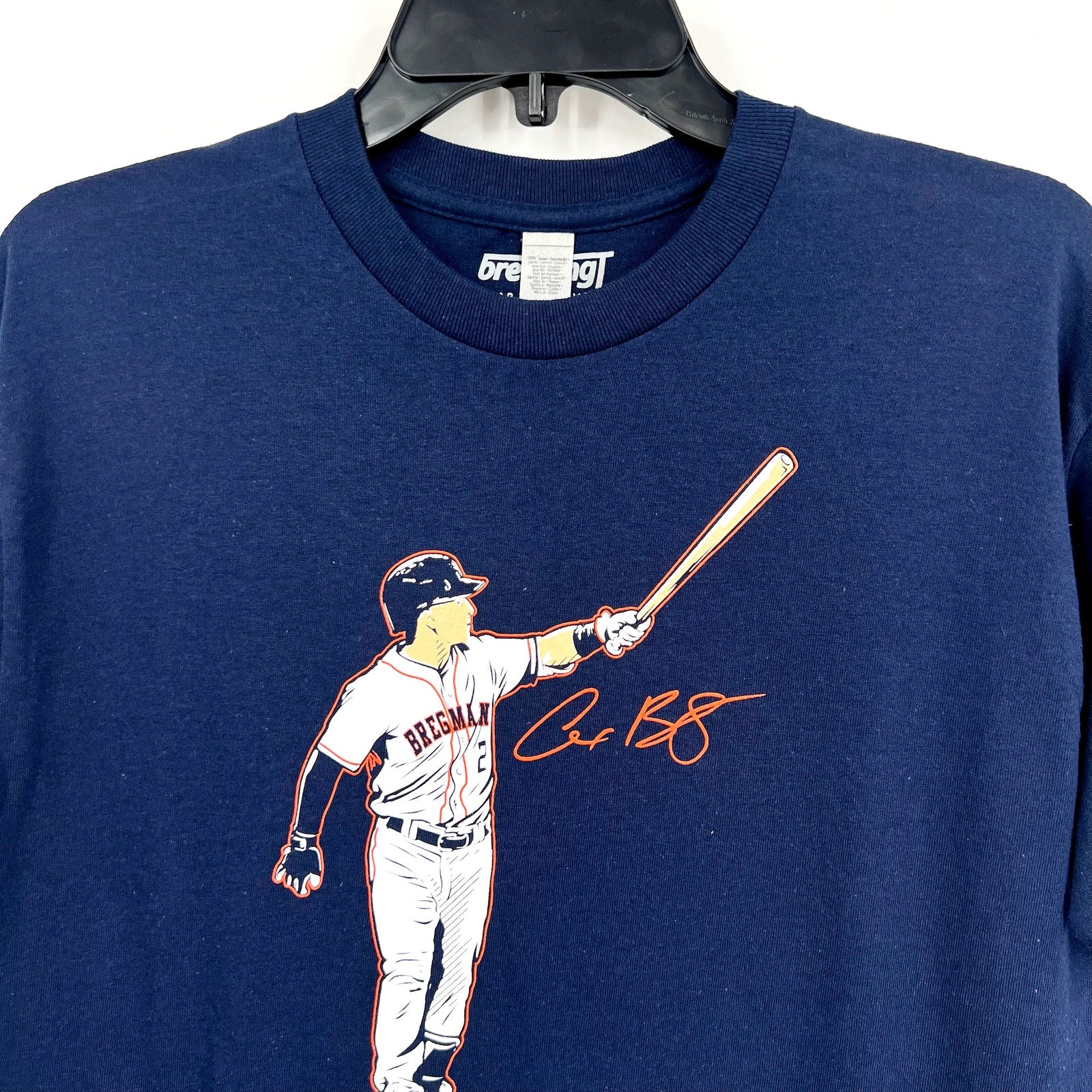 BREAKING T Alex Bregman  Superstar Pose Boston Baseball T-Shirt Medium Navy NWOT