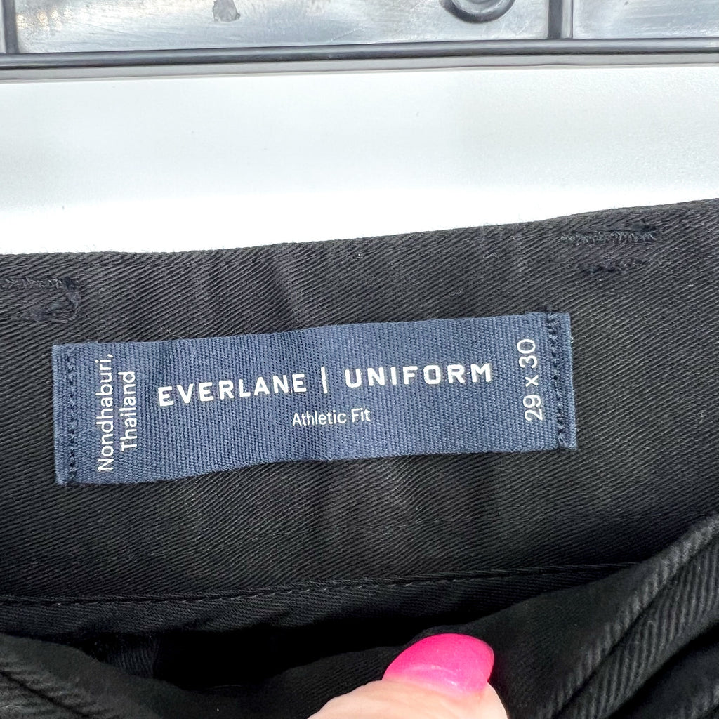 EVERLANE Uniform Mens Performance Chino Pants 29x30 Black Athletic Fit NWT