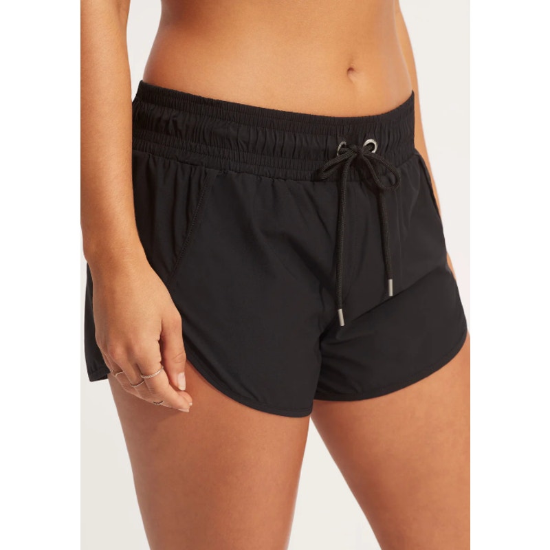 SEAFOLLY COLLECTIVE Women's Active Boardshorts Size 4 XS Black Drawstring NWT