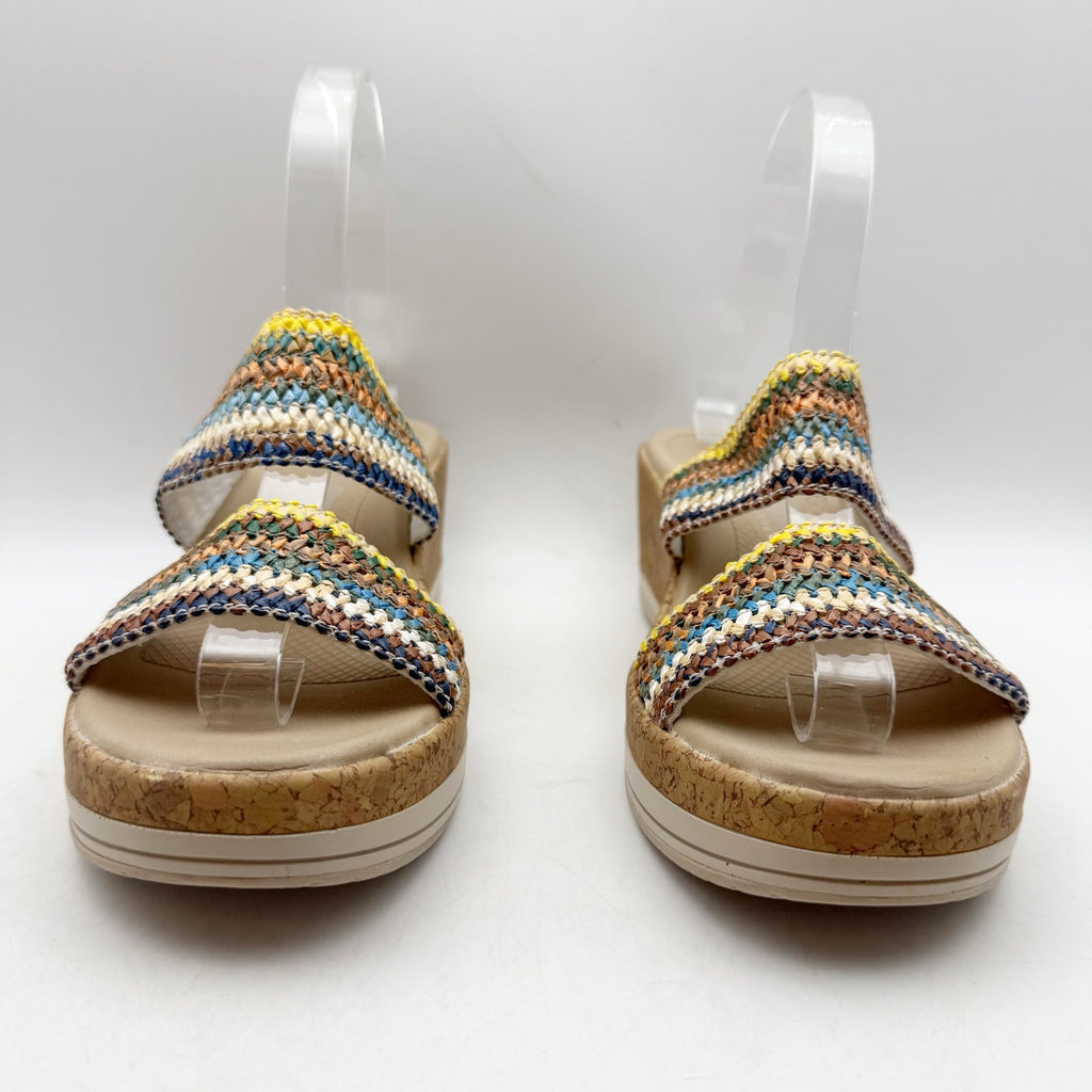 LifeStride Womens Resort Wedge Sandals US 6.5 M Multicolor Raffia Slip On NWOB
