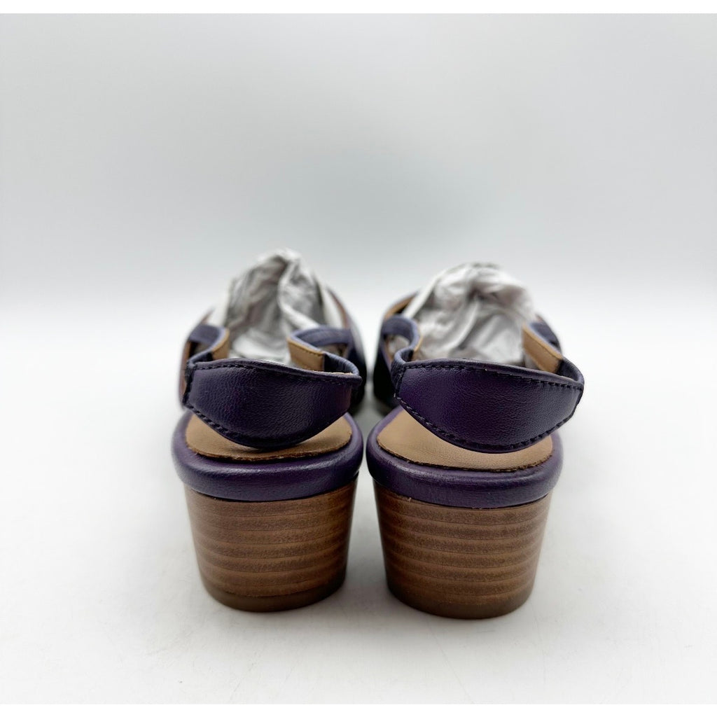 Coldwater Creek Womens Josie 2 Slingback Heels Size 9.5 Wide Purple Leather NIB