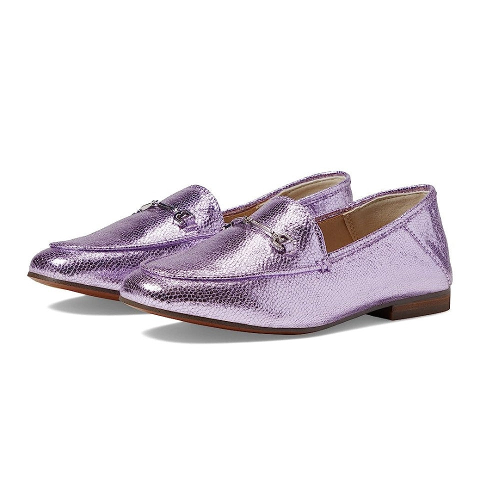 Sam Edelman Girls Loraine Slip On Loafers Kids Size 12 Metallic Lilac Purple NIB