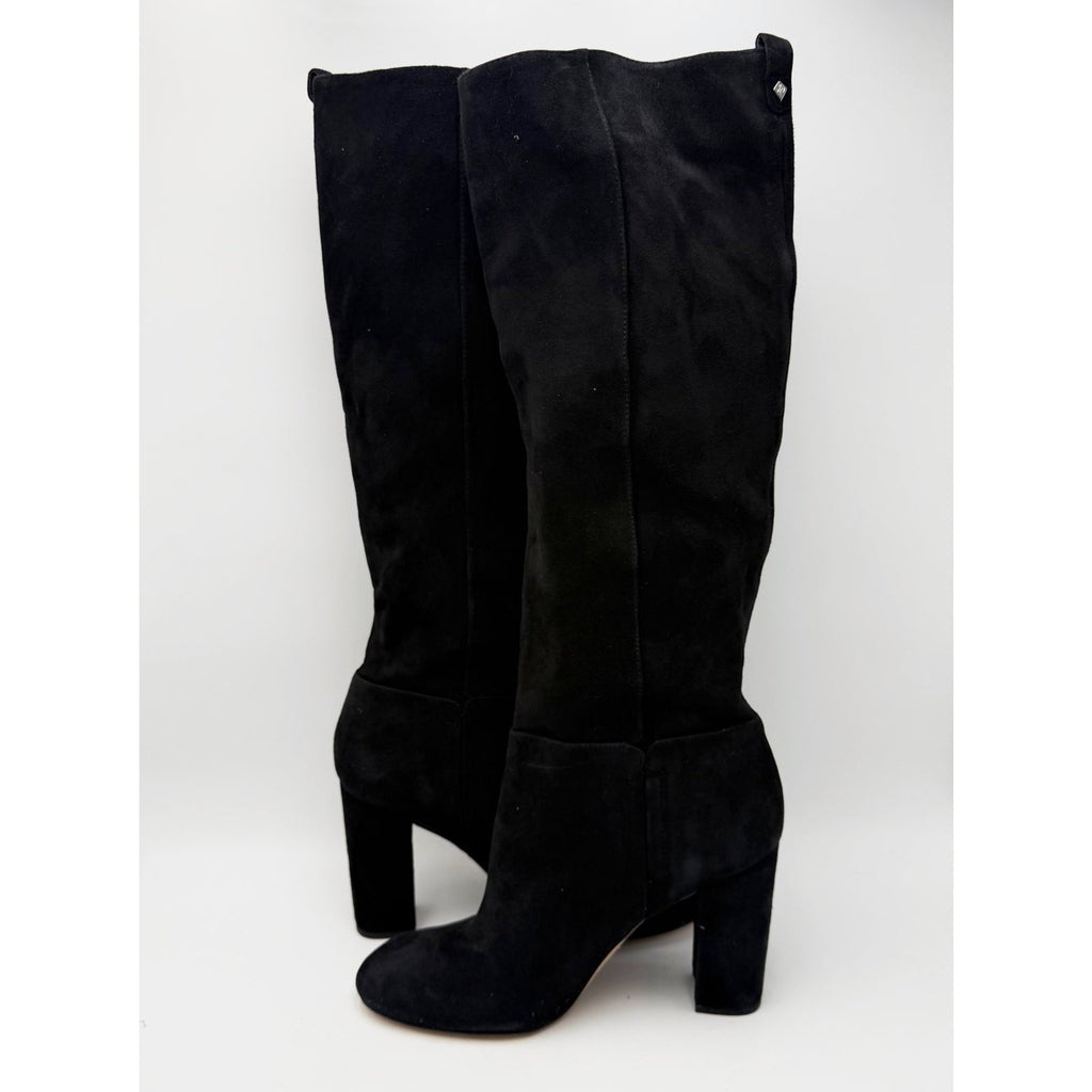 Sam Edelman Womens Caprice Heeled Knee High Boots Size 7.5 Black Suede NWOB