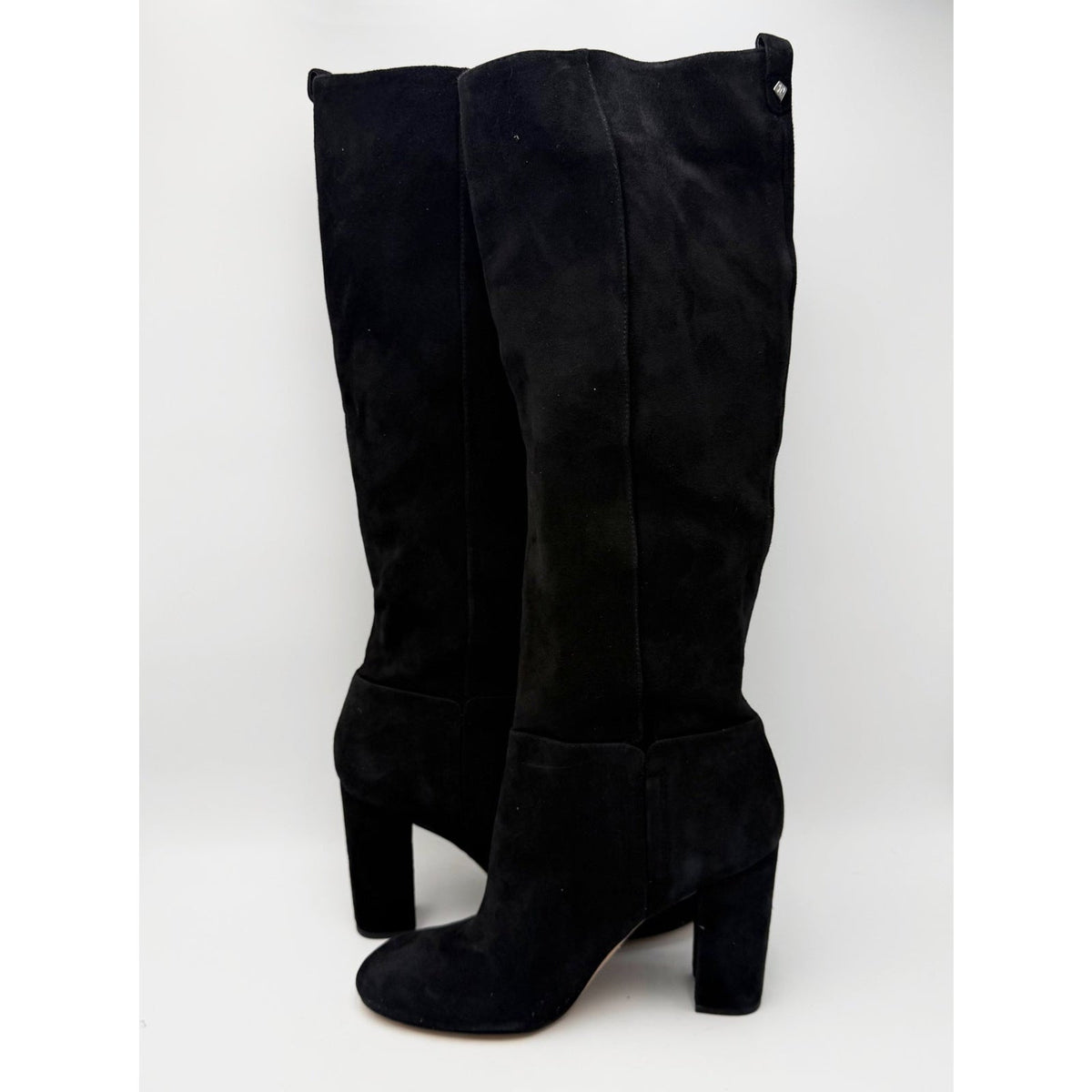 Sam Edelman Womens Caprice Heeled Knee High Boots Size 7.5 Black Suede NWOB