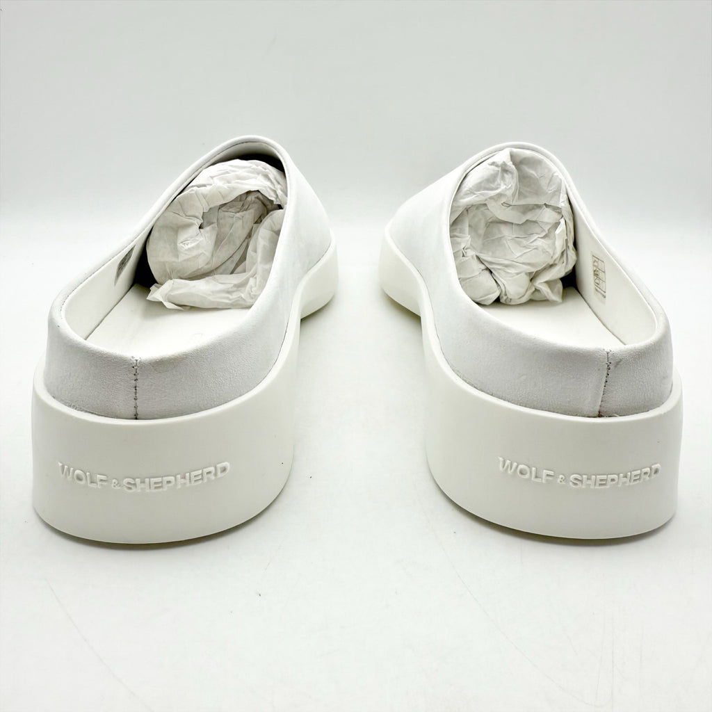 Wolf & Shepherd Cruise Mule Slip On Shoes Womens 7 Mens 5.5 White Leather NIB