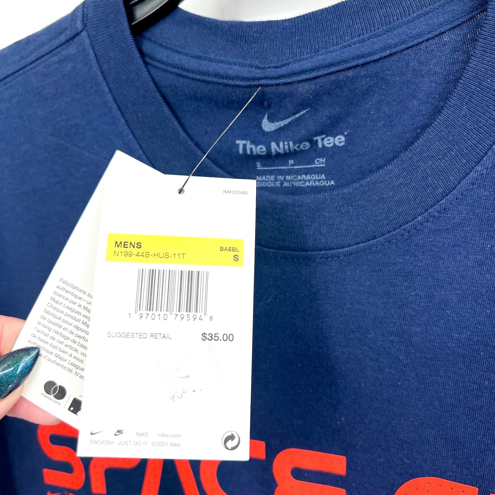 NIKE Mens Houston Astros City Connect Short Sleeve T-shirt Small Navy Blue NWT