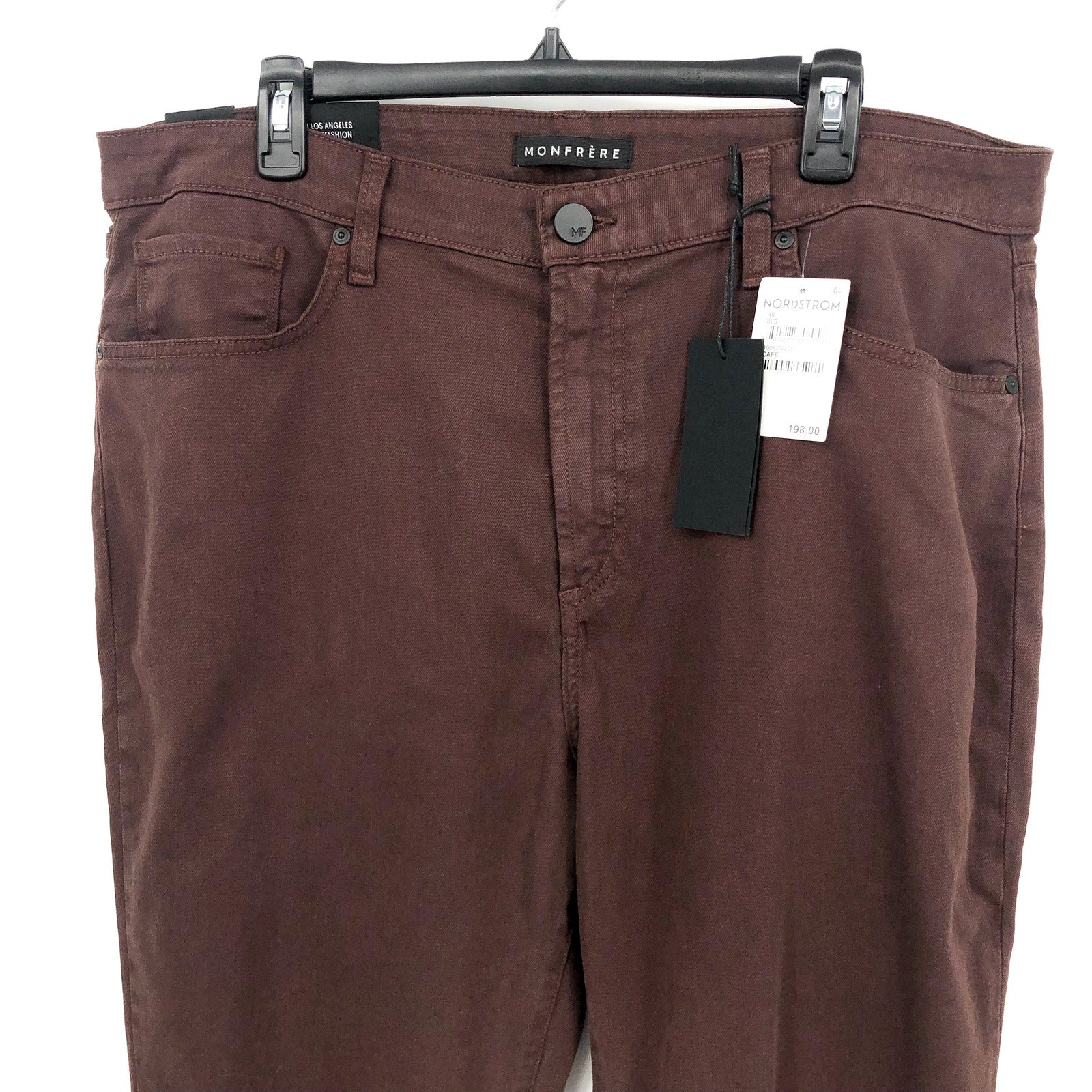 MONFRERE Men's Brando Slim Fit Jeans 40x31 Brown Cafe Straight Parisian Luxe NWT