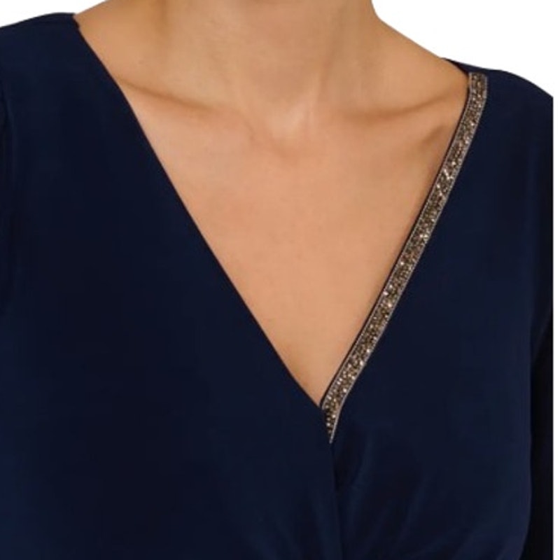 ADRIANNA PAPELL Long Sleeve Sheath Dress Size 10 Midnight Blue Cocktail NWT