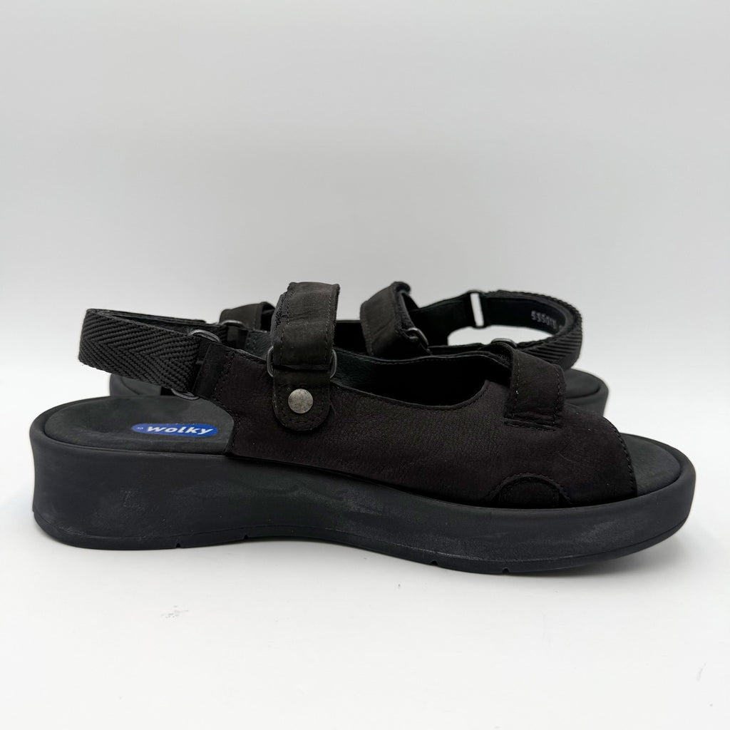 Wolky Womens Comfort Sandals EU 40 US 9 Black Nubuck Leather NWOB