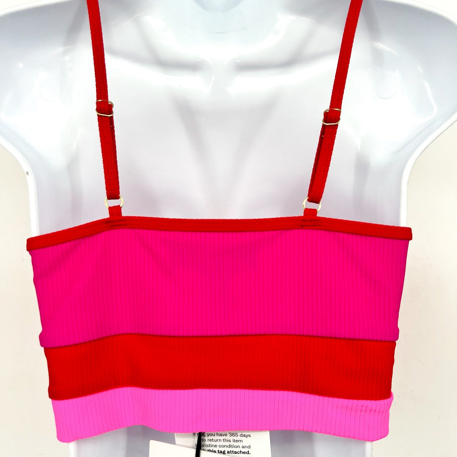 BEACH RIOT Women's Eva Colorblock Bikini Top Medium Fuchsia Red Neon Pink NWT