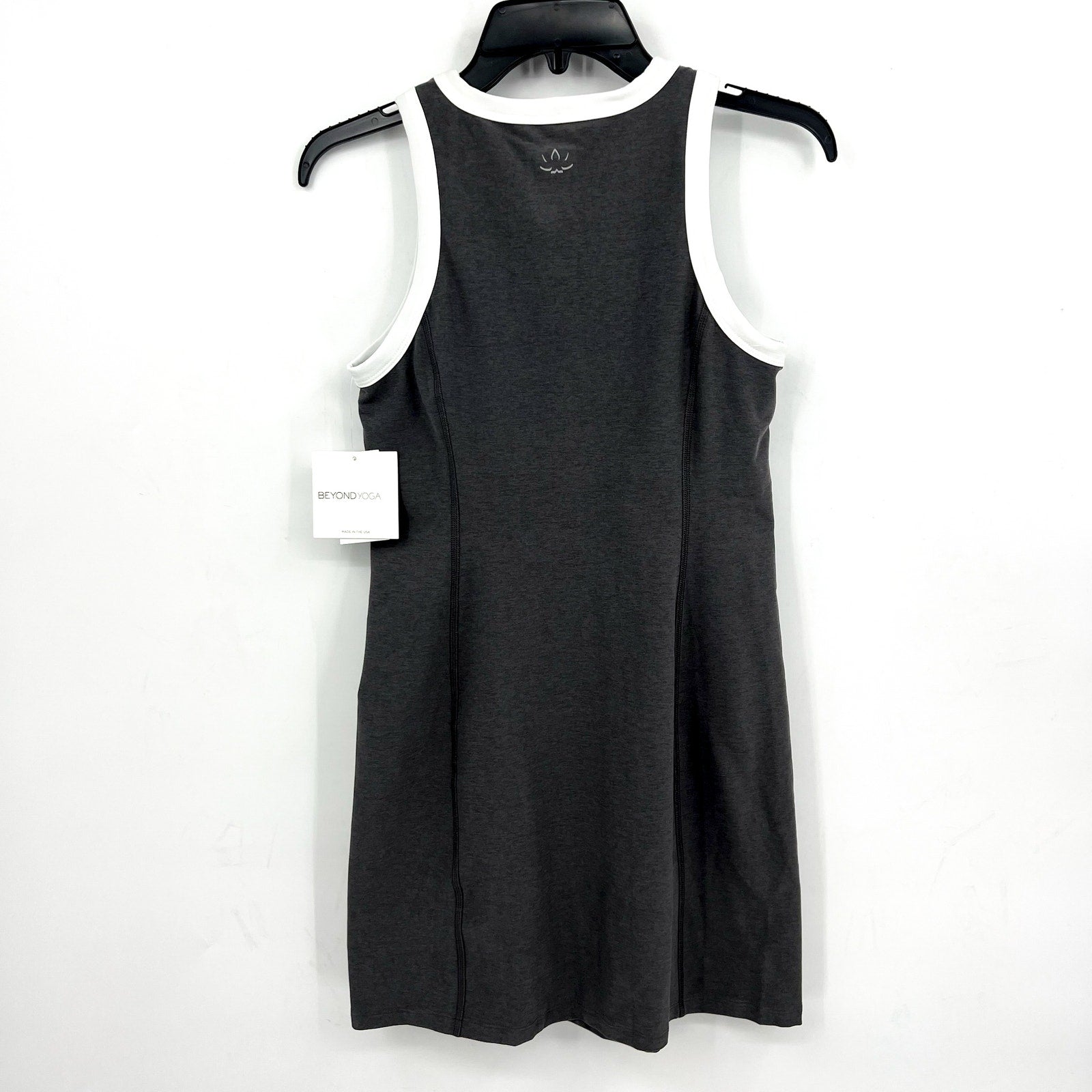 BEYOND YOGA Outlines Dress Small True Gray Heather Cloud White Spacedye NWT