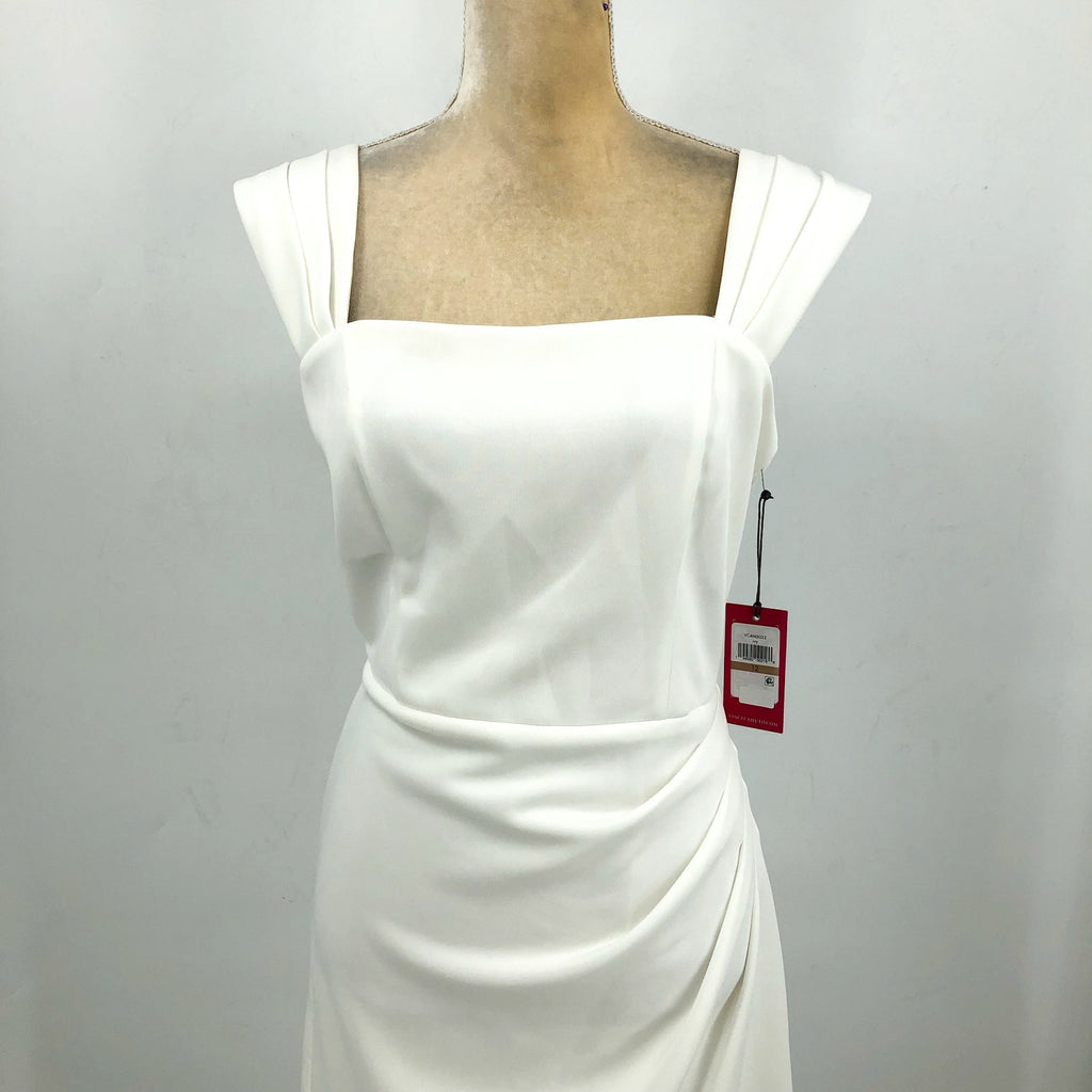 VINCE CAMUTO Women's Scuba Sheath Dress Size 12 White Square Neck NWT