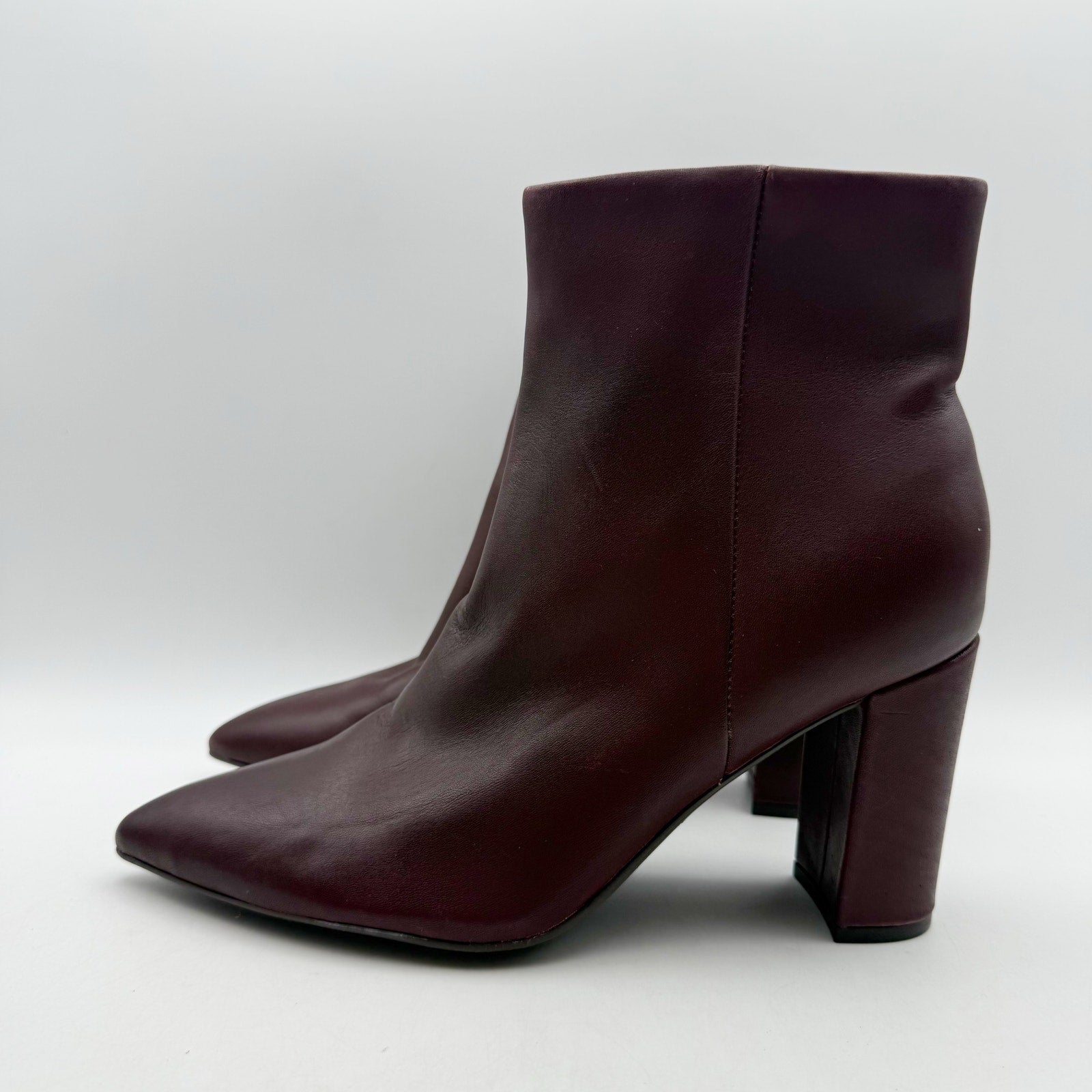 Marc Fisher Womens Glorena Ankle Boots US 8 M Dark Red Leather Bootie NWOB