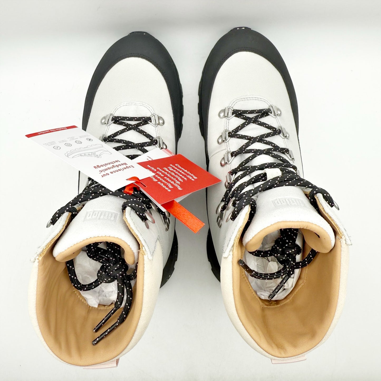 FitFlop Women NEO-D-HYKER E01 Walking Boot US 8 EU 39 White Black Waterproof NIB