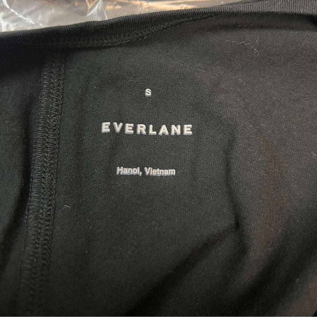 EVERLANE Women's The Supima® Form Scoop-Back Tee Small Black Long Sleeve NWT