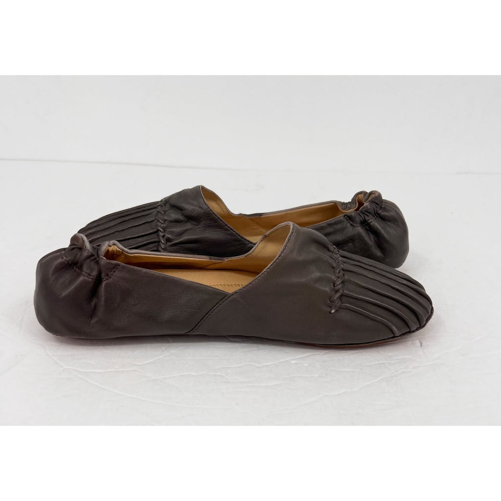 Chocolat Blu Womens Cam 2 Pleated Ballet Flats Size 10 Brown Grey Leather NIB