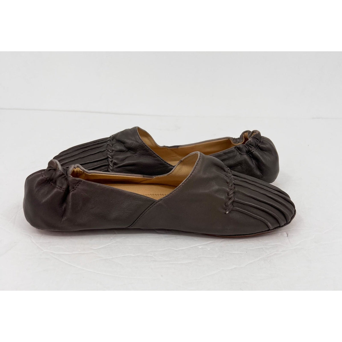 Chocolat Blu Womens Cam 2 Pleated Ballet Flats Size 10 Brown Grey Leather NIB