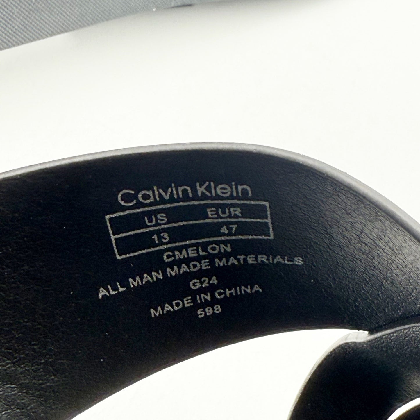 Calvin Klein Mens Elon Slip On Sandals US 13 M Black Vegan Leather NIB