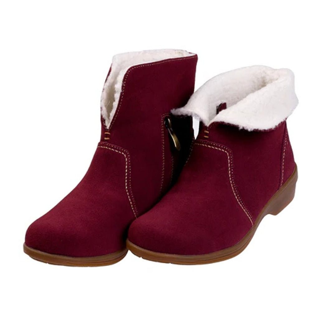 Spenco Womens Sun Valley Ankle Boots US 6.5 Red Burgundy Suede Sherpa Lined NIB