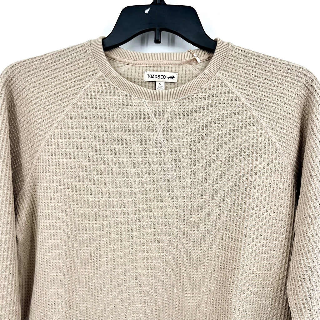 TOAD & CO Womens Bitterroot Sweatshirt Small Twine Beige Waffle Long Sleeve NWT