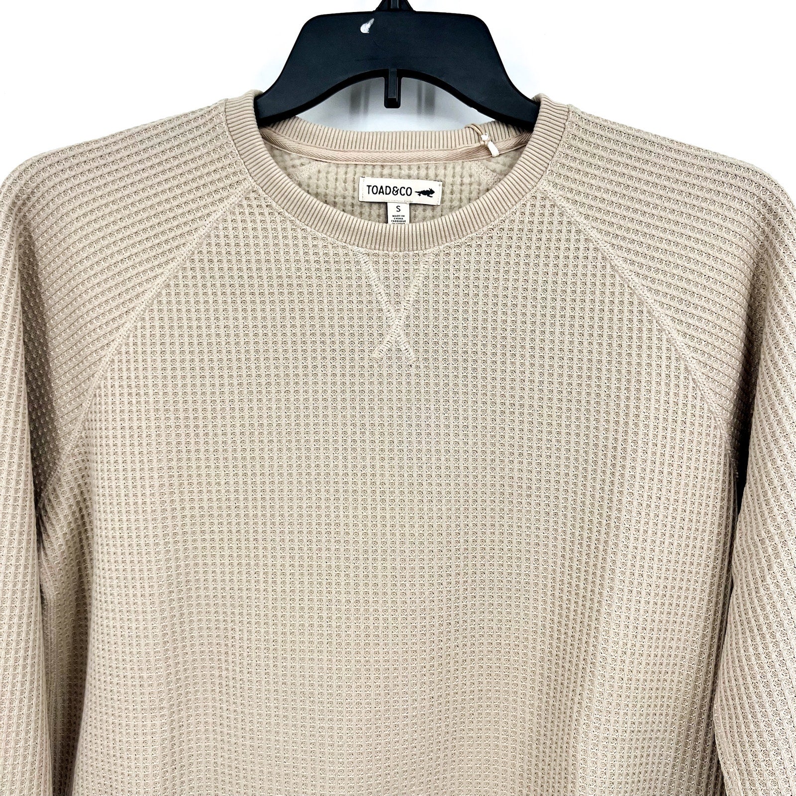 TOAD & CO Womens Bitterroot Sweatshirt Small Twine Beige Waffle Long Sleeve NWT