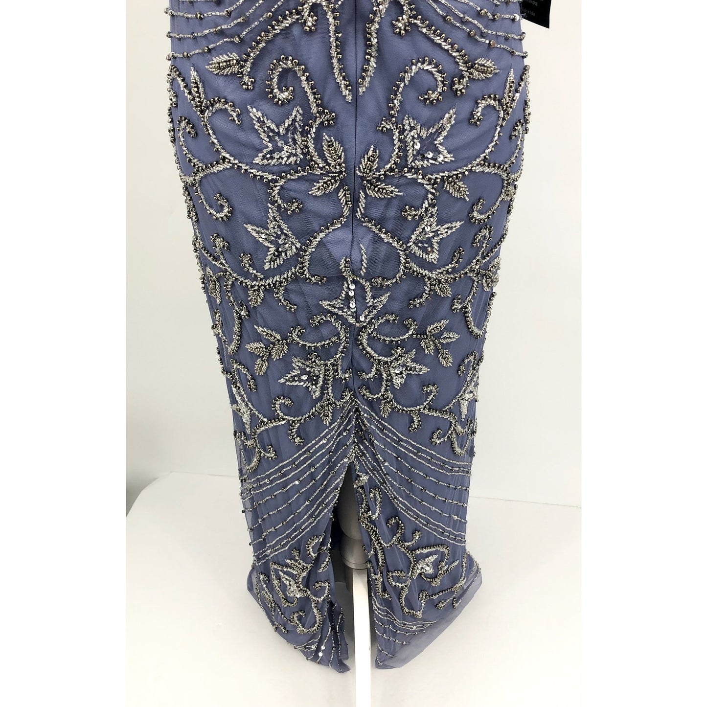 PISARRO NIGHTS Women's Beaded Column Gown Size 18 Violet Purple Short Sleeve NWT