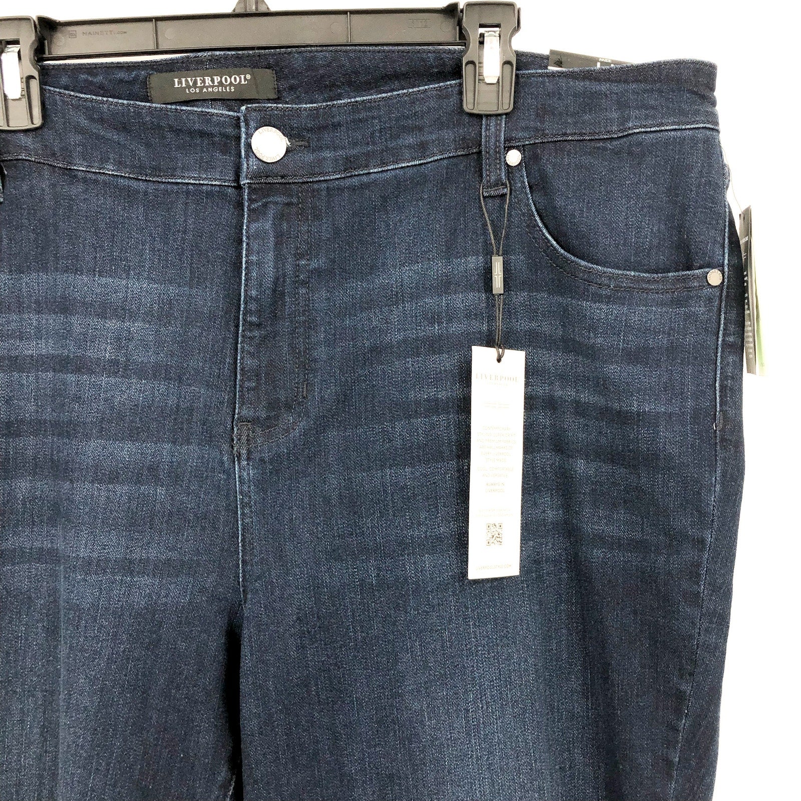 Liverpool Womens Hannah Crop Flare Jeans Size 22W Dark Blue Walcott Raw Hem NWT
