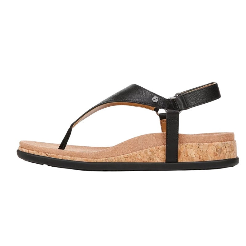 Vionic Womens Kirra II Wedge Sandals US 8 EU 38.5 Black Leather NIB