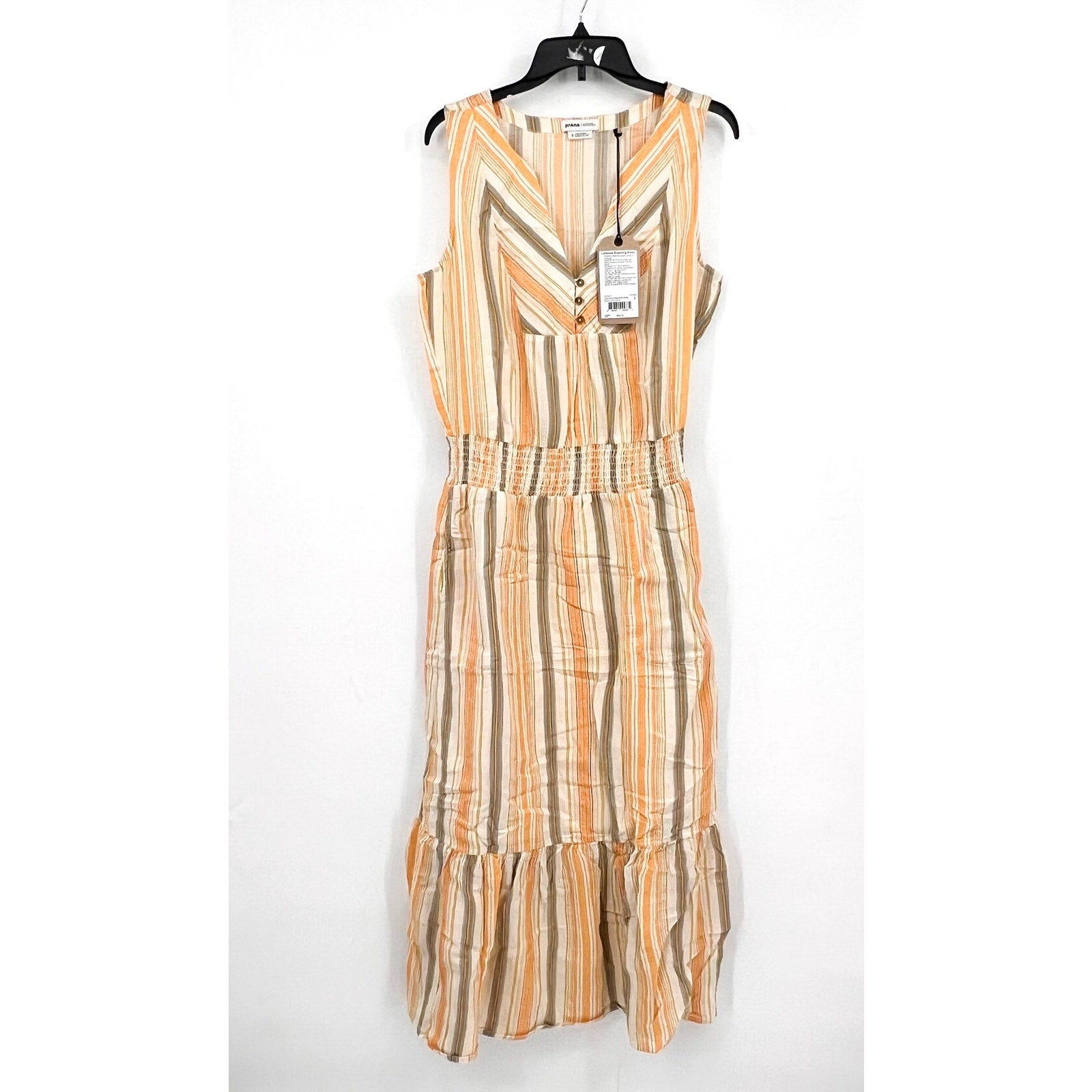 PRANA Women's California Dreaming Maxi Dress Small Golden Hour Stripe NWT