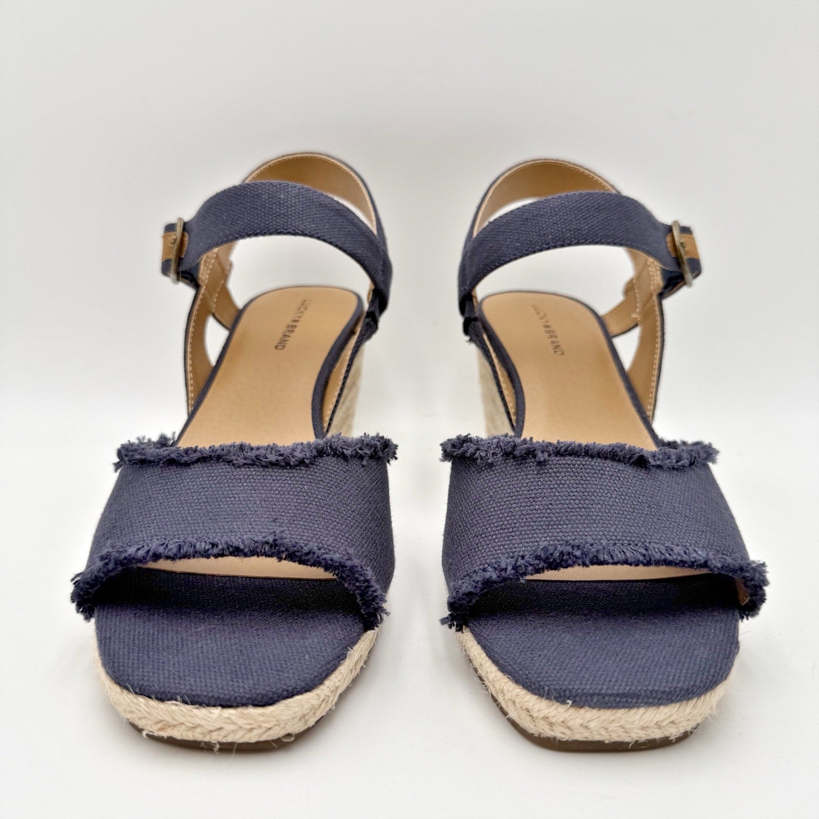 Lucky Brand Womens Mindra Espadrille Wedge Sandals Size 10 Wide Indigo Blue NIB