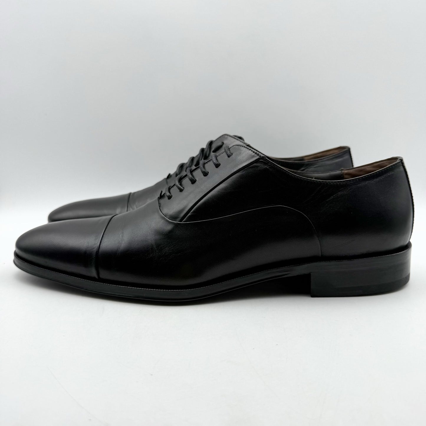 Bruno Magli Mens Maioco Lace up Cap Toe Dress Shoes US 12 D Black Leather NWOB