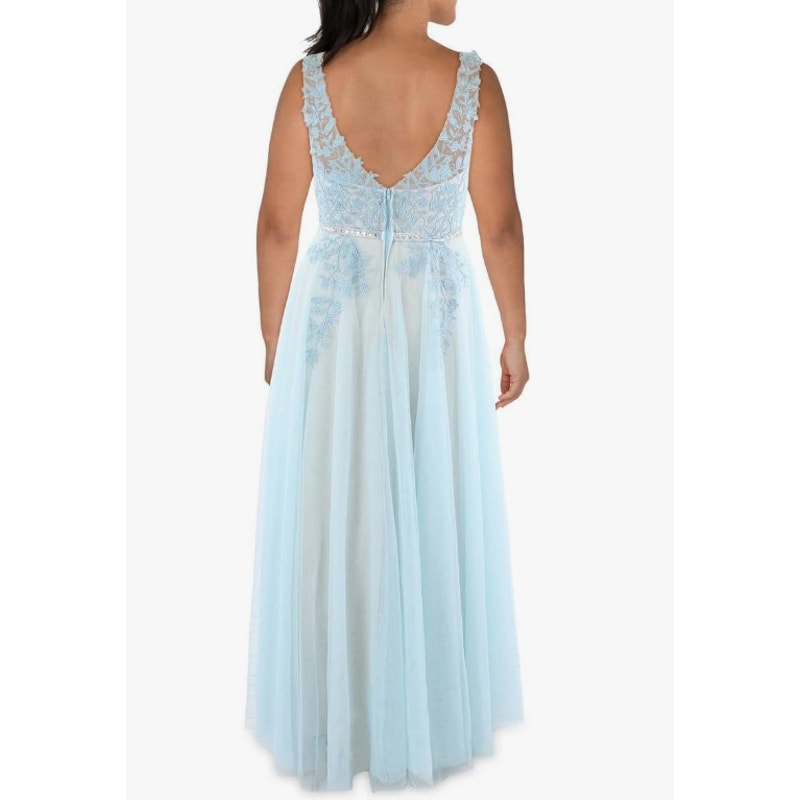SAY YES TO THE PROM TLC Women's Embroidered Prom Dress 14W Light Blue NWT