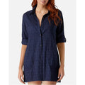 TOMMY BAHAMA Jacquard Boyfriend Cover Up Shirt XL Mare Navy Blue Cotton Clip NWT