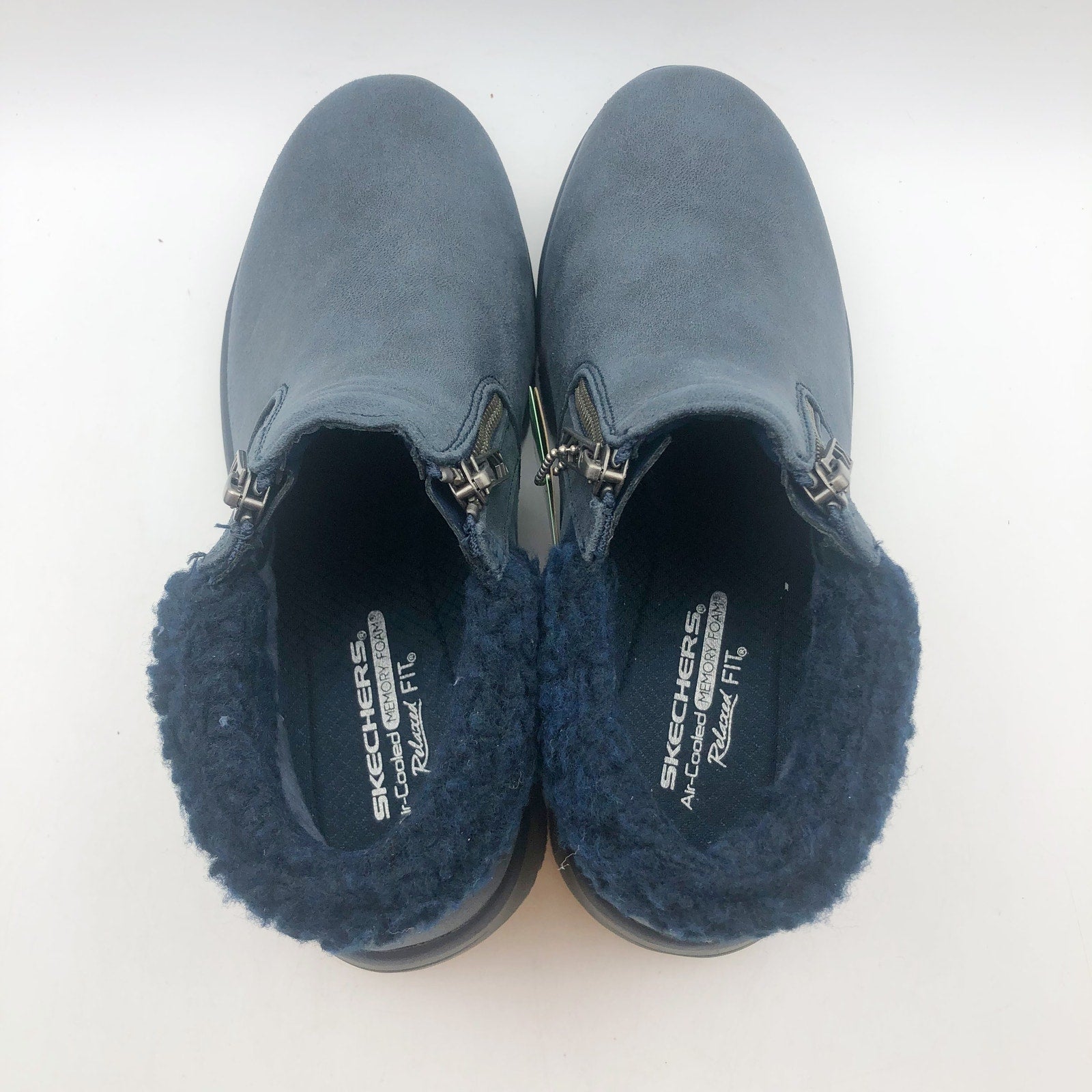 Skechers Women Easy Going Ankle Boots US 9 Navy Blue Water Repellent Lined NIB