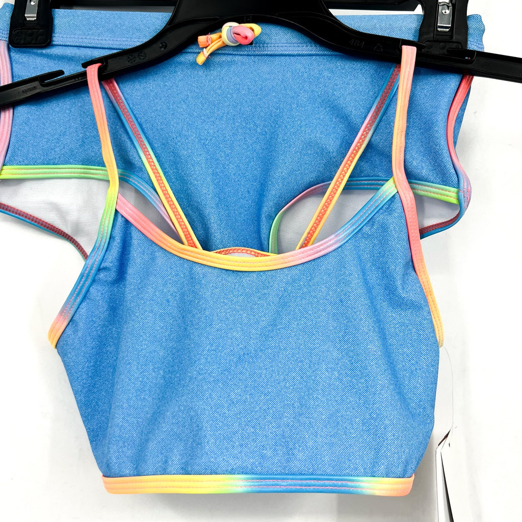 APPAMAN Girl's Stella Swimsuit Short Set Size 10 Blue Digital Denim UPF 50+ NWT